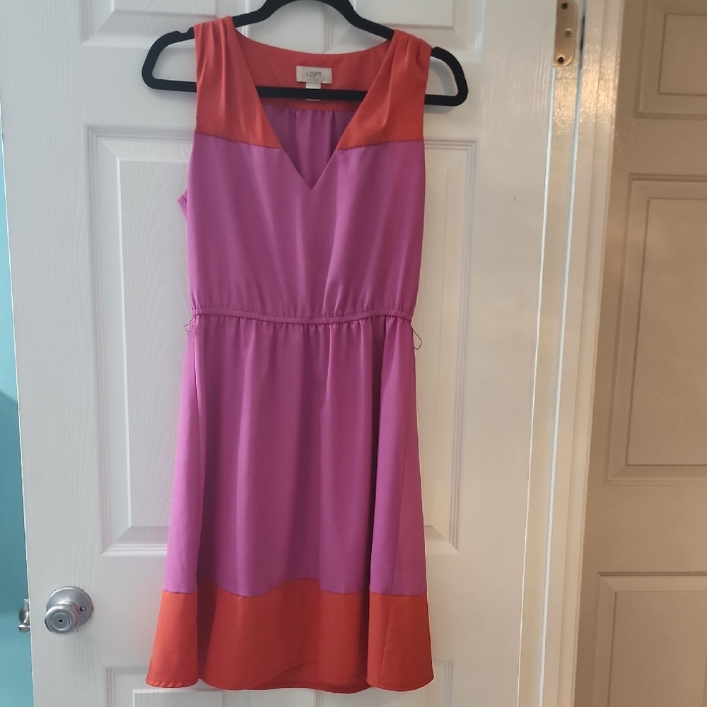 LOFT Vivid Pink and Orange Mini Dress
